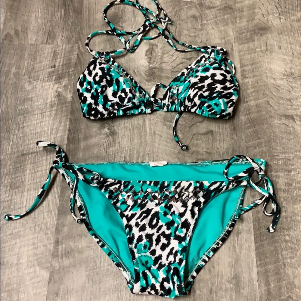 Teal Leopard Print Bikini